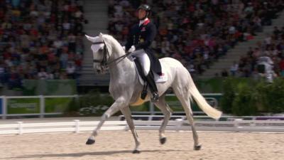 Britain's Michael Eilberg and Half Moon Delphi at the World Equestrian Games