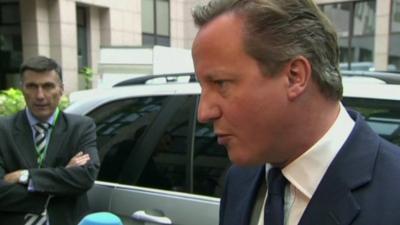 Prime Minister David Cameron arriving for EU meeting in Brussels