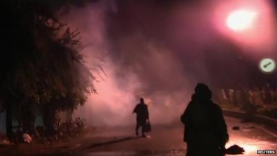 Protesters in Islamabad outlined against teargas haze