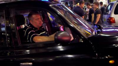 A black cab driver in London's west end