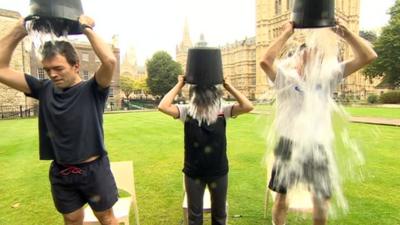 Tom Brake, Seema Malhotra and Peter Bone get wet