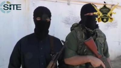 Still of men from Islamic extremists' propaganda video