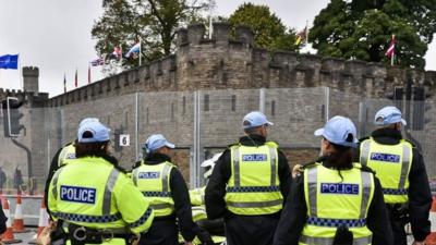 Police outside Cardiff Castle