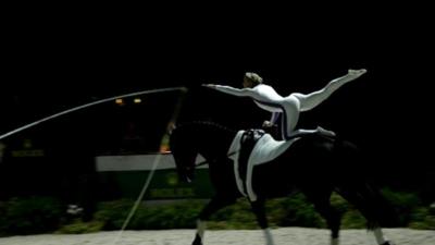 Horse vaulting Scot defending gold