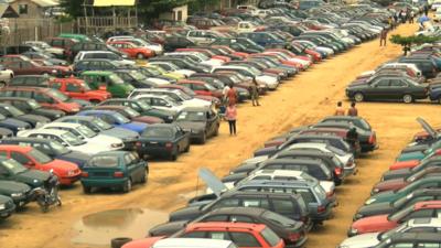 Used car lot in Benin