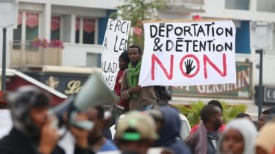 Protesters in Calais