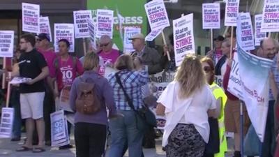 Protesters at the Trades Union Congress in Liverpool