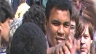 Muhammad Ali is mobbed by crowds in Birmingham