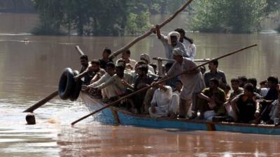 Crowded boat in Punjab province