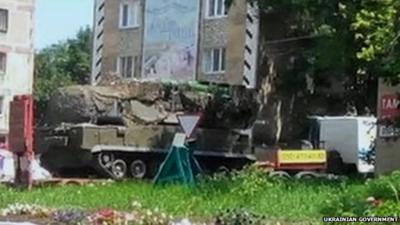 Image released by Ukrainian government purports to show a low loader with a BUK missile launcher ten miles from the MH17 crash site