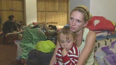 Family in a Donetsk bomb shelter