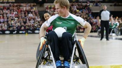 Prince Harry playing wheelchair rugby