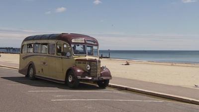 Bus by seaside