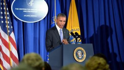 US President Barack Obama delivers remarks at the Centers for Disease Control and Prevention