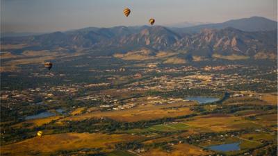 Hot air balloons over Boulder, Colorado