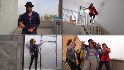 Images from the video of the young Iranians dancing to the song