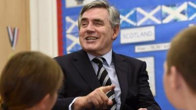 Former Labour Prime Minister Gordon Brown at Kelty Primary school