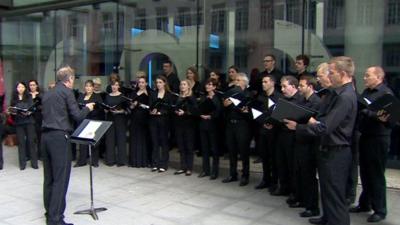 Choir singing outside BBC