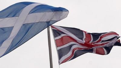 Scotland's Saltire flag and Britain's Union flag