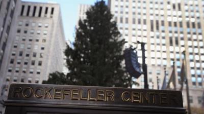 The Christmas tree at Rockefeller Center awaits lighting on 28 November 2012 in New York City.