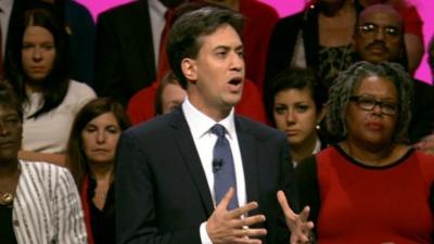 Ed Miliband giving conference speech
