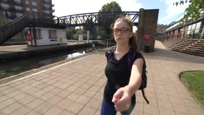 A cadet plays missing teenager Alice Gross in a reconstruction of her last movements