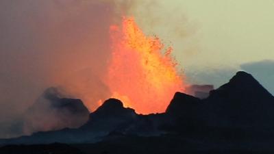 Volcano erupting