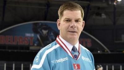 Boston mayor Marty Walsh visits the Odyssey Arena