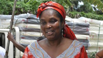 Bernice Dahn on 21 September 2014, attending the opening ceremony for the Island ebola treatment centre in Monrovia