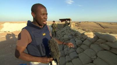 Clive Myrie in Peshmerga camp at front line in northern Iraq