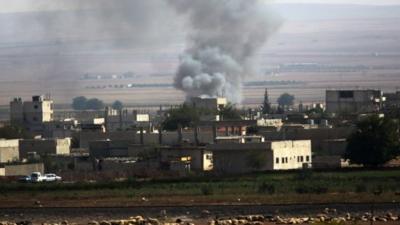 Smoke rise over Kobani