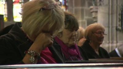 Mourners at church