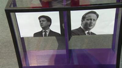 Ed Miliband and David Cameron images