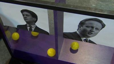 Ed Miliband and David Cameron mood box