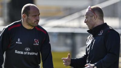 Ulster Rugby Captain Rory Best with backs coach Neil Doak