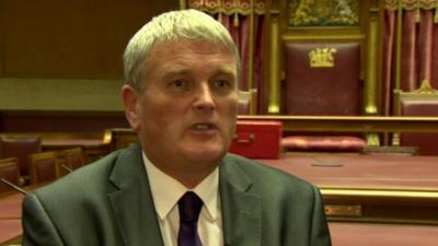 Jim Wells told BBC News NI's Marie-Louise Connolly that he will not abandon his religious beliefs