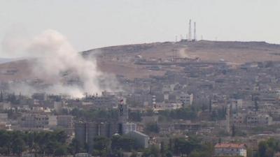 Kobane seen from Turkish border