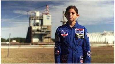 Alyssa Carson, 13, at a Nasa space and research centre