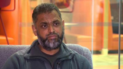 Moazzam Begg speaking to the BBC