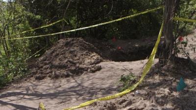 One of the six mass graves found near Iguala, Mexico
