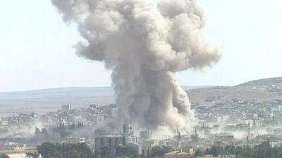 An explosion in Kobane
