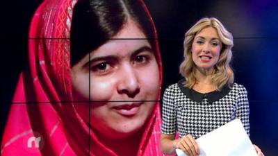 Hayley with photo of Malala