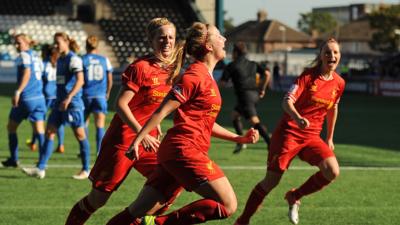 Liverpool's Louise Fors celebrates after scoring the opening goal of the game against Bristol Academy in the 2013 WSL end-of-season decider