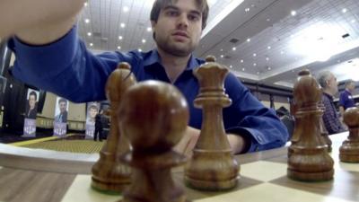 Man playing chess in Las Vegas tournament