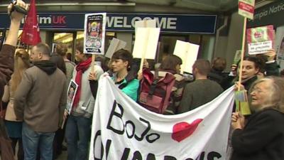 Protest outside a housing conference