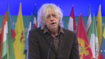 Bob Geldof speaking at the One Young World summit