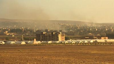 Smoke rising from Kobane