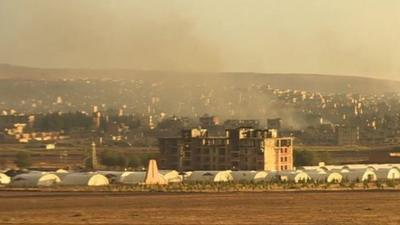 Smoke rising from Kobane