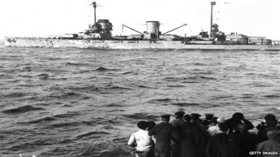 German fleet surrenders to Admiral Beatty in Scapa Flow during World War One