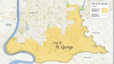 A map of the proposed city of St George